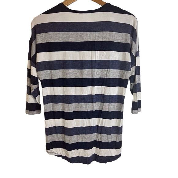 Sunday Womens Striped 3/4 Sleeve Nautical Super Soft Shirt Size Small‎ Preppy - Picture 3 of 7